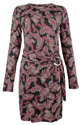 Michael Kors Women's Faux Wrapped Paisley T-Shirt Dress X-Small Royal Pink